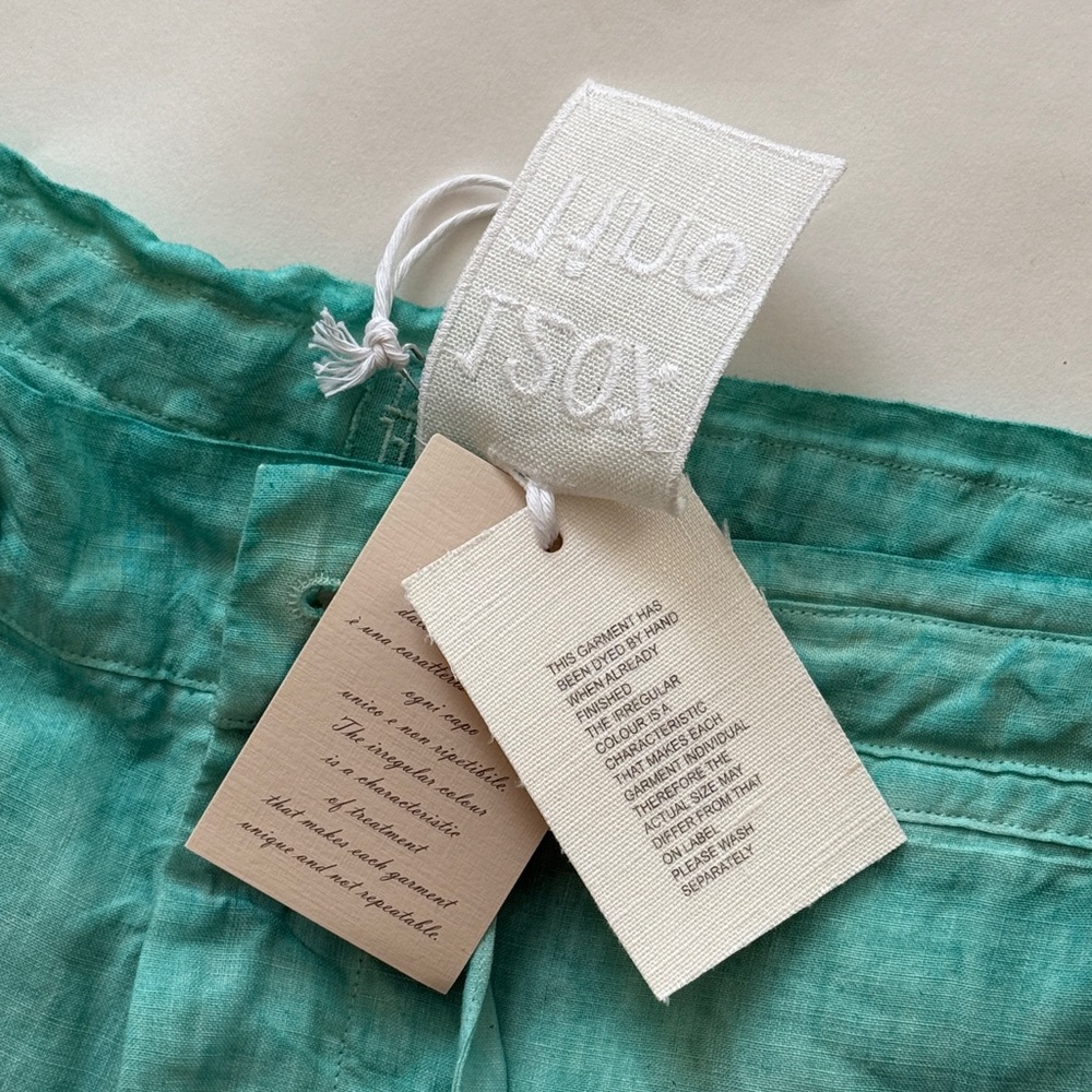 NWT Auth 120% LINO linen turquoise SHORTS/ Bermuda shorts sz M-10/12- 46 ITALY - Picture 13 of 16